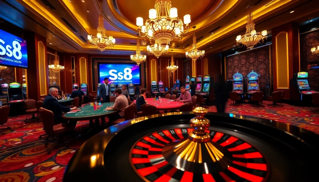 Players enjoying high-stakes poker at S8 casino, immersed in thrilling gaming action.