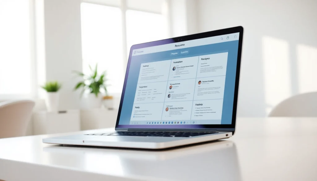 Create a standout resume with a professional resume builder interface on a laptop screen.