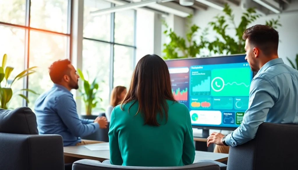 Collaborative meeting on WhatsApp Business CRM strategies in a modern office.