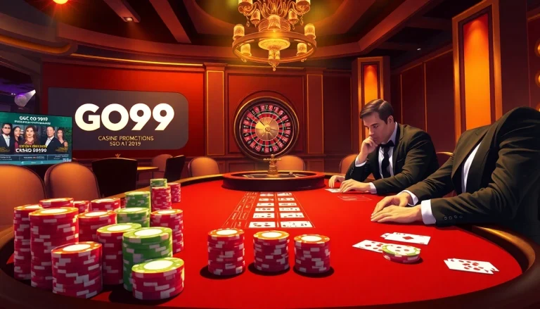 Experience the thrill of GO99 with an exciting poker scene in a luxurious casino setting.