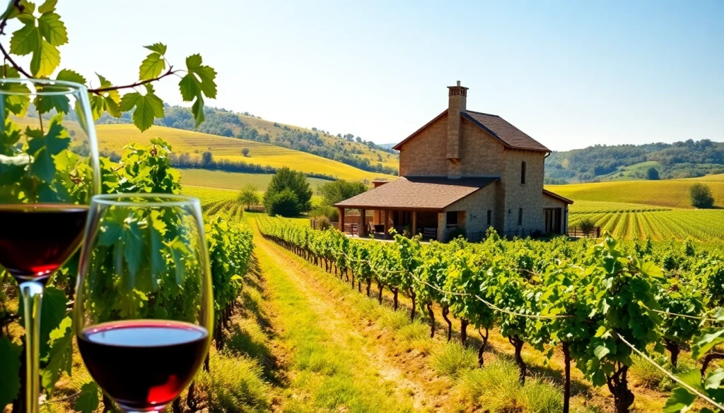 Experience a beautiful view of Winery Sacramento showcasing lush vineyards and fine wines.