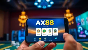 Giao diện AX88 APK trên điện thoại thông minh trong một thiết lập chơi game đầy hứng khởi.