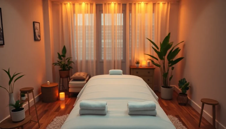 편안한 가정 분위기의 출장마사지 서비스를 보여주는 이동식 마사지 설치 예시.