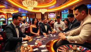 Engage in thrilling games at BRABET's luxurious casino, where poker chips and vibrant tables set the stage.
