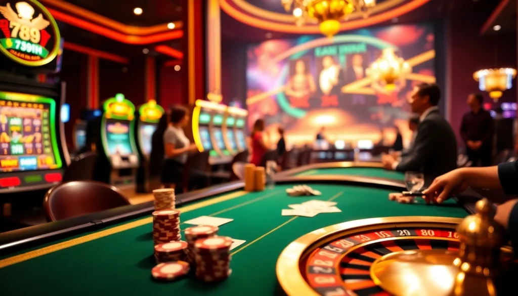 High-stakes poker action at a luxurious casino featuring the 789P gaming experience.