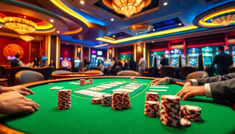 Tobet88 offers thrilling casino experiences with vibrant poker tables, chips, and players competing for big wins.