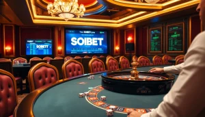 Players enjoying the excitement at a SOIBET casino table, showcasing gambling action at its finest.