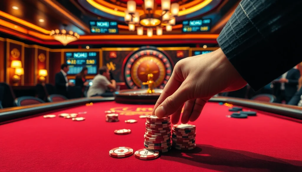 Gamble confidently at the luxurious casino poker table, showcasing strategic nohu betting.