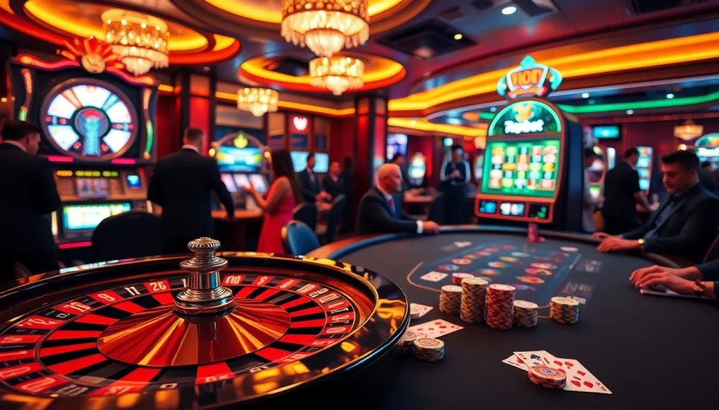 Experience thrilling games at 7upbet with vibrant casino tables and slot machines.