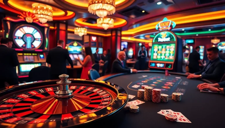 Experience thrilling games at 7upbet with vibrant casino tables and slot machines.