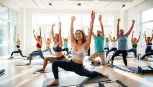 多様な人々がさまざまなエクササイズを実践する魅力的なピラティスのクラス。ウェルネスのための ピラティス おすすめ を促進。