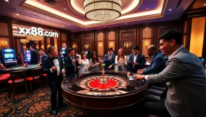 Experience excitement at a high-stakes table on xx88 com with active players and vibrant atmosphere.