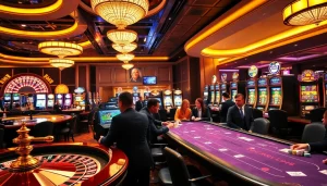 Experience the excitement of onicplay in a luxurious casino setting with roulette and slots.