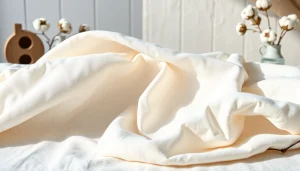 Linnen stoffen van hoogwaardige linnen stoffen in een stijlvolle setting met elegante decoraties.