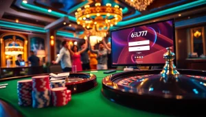 Excited players celebrating after logging in to 6L777 Casino for a thrilling gaming experience.