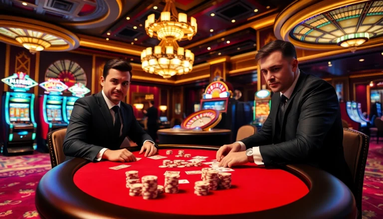 Players strategizing their next move in a high-stakes poker game at https://789pp.nl/ casino with luxurious ambiance.
