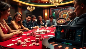 Exciting casino scene featuring poker table and chips, showcasing sc88archi's gambling experience.