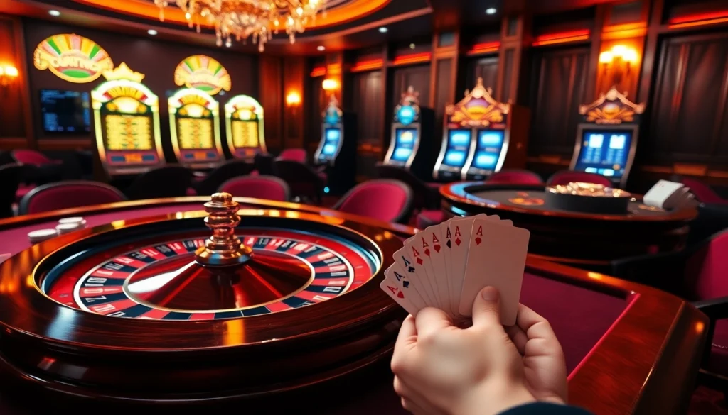 Experience the thrilling action of tỷ lệ 7m at a luxurious gambling table, showcasing vibrant chips and roulette.