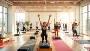 台東区の温かいスタジオでピラティスを実践する人々。健康とウェルネスを促進。