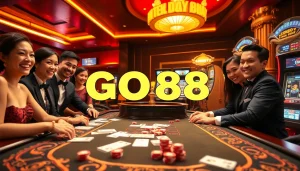Players engaged in thrilling card games at GO88, showcasing an exciting casino atmosphere.