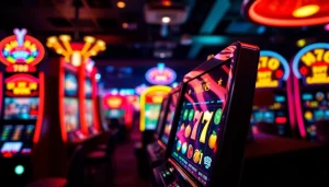 Memenangkan jackpot di slot depo 1000 dengan grafis berwarna cerah dan suasana kasino.