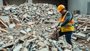 Efficient construction debris removal process at a job site.