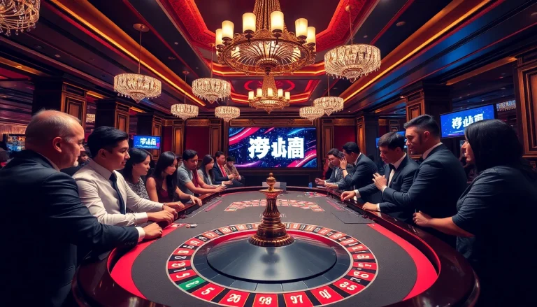 A vibrant casino scene showing players at the roulette table, emphasizing log in for an engaging gambling experience.