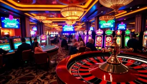 Experience the thrill of nova88 with players enjoying high-stakes games at an upscale casino.