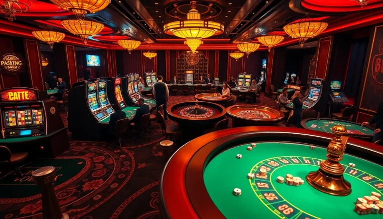 Vibrant casino gaming scene showcasing the excitement at https://rr88co.net/ with tables, cards, and slot machines.