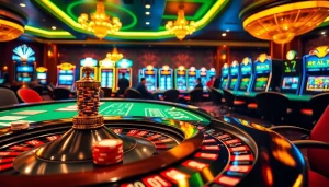 Experience the thrill of RR88 at a professional poker table with vibrant chips and high-energy atmosphere.