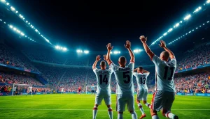 Watch thrilling moments of ผลบอลยูฟ่าแชมป์เปียนลีก with players celebrating victories on the pitch.