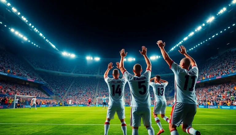 Watch thrilling moments of ผลบอลยูฟ่าแชมป์เปียนลีก with players celebrating victories on the pitch.