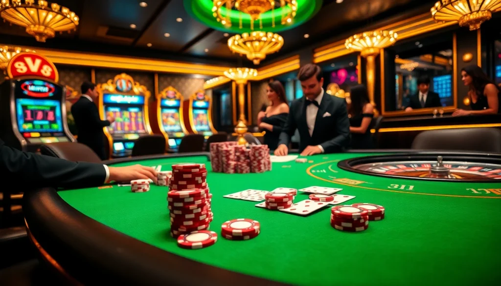 Experience thrilling mm88 gaming with poker chips, cards, and an elegant casino setup.