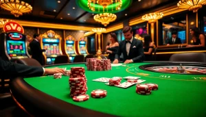 Experience thrilling mm88 gaming with poker chips, cards, and an elegant casino setup.