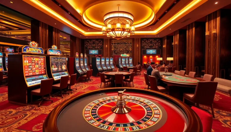 Engaged players enjoying a thrilling game scene at https://gg88.christmas/ with vibrant slot machines and poker tables.