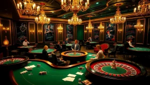 Engaging poker gameplay atmosphere featuring https://kjc.football/ and luxurious casino elements.