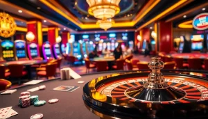 Experience the thrill of Man88 casino games with vibrant roulette tables and colorful chips.