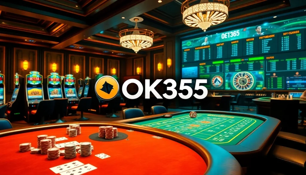 Players enjoying high-stakes action at OK365's luxurious online casino tables.