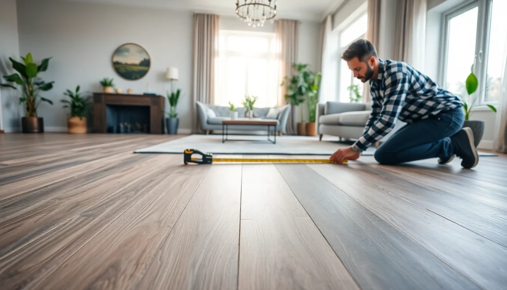 Install vinyl flooring with precision in a modern home setting highlighting craftsmanship.