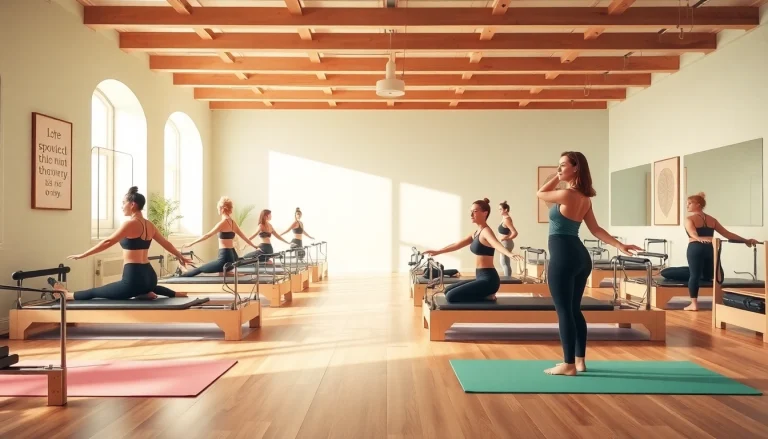 すべてのレベルに対応したおすすめのエクササイズを紹介する魅力的なピラティスクラス。静かなスタジオ環境でピラティスのおすすめを強調。