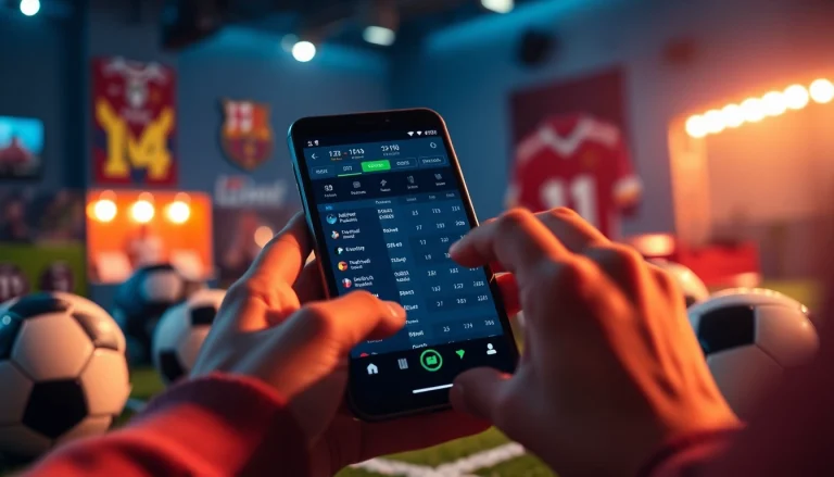 Dynamic live betting scene featuring keonhacai.gold on a mobile device, with engaging sports elements.