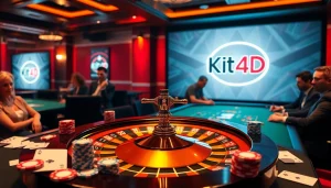 Terlibat dalam perjudian taruhan tinggi bersama KIT4D di kasino mewah yang menampilkan roda roulette dan meja poker.