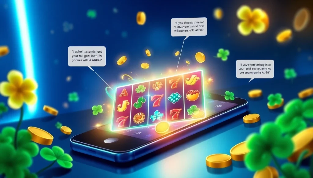 Engaging digital representation of AMAN788 slot gaming platform showcasing vibrant slot graphics and user testimonials.