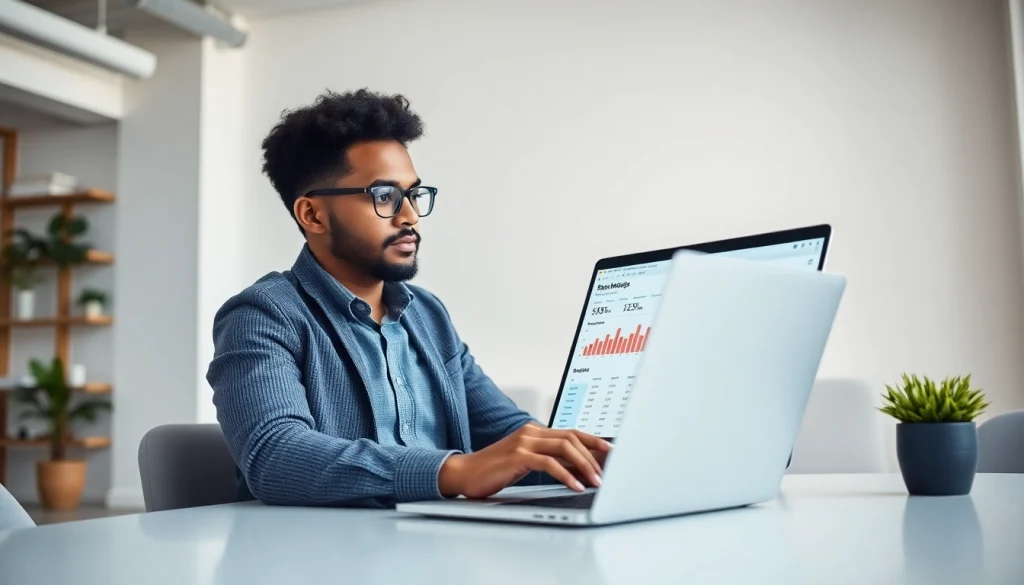 Brightet marketing strategist reviewing analytics in a modern office setting.
