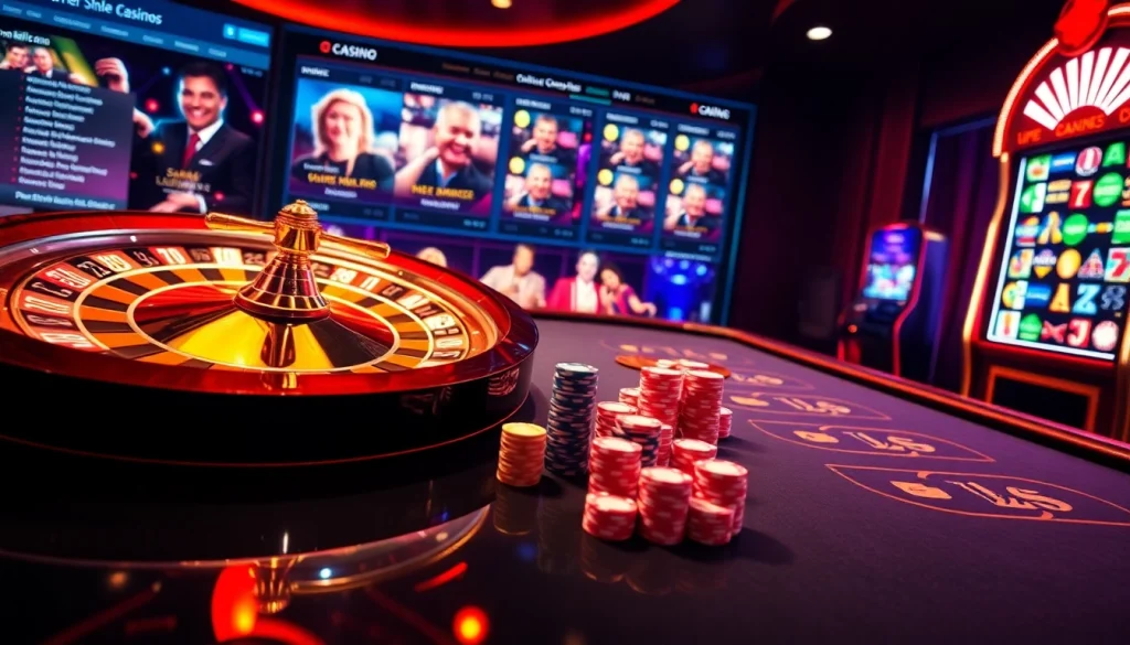 Vivez l'excitation du casino en ligne avec des jetons colorés et une action de roulette dynamique.