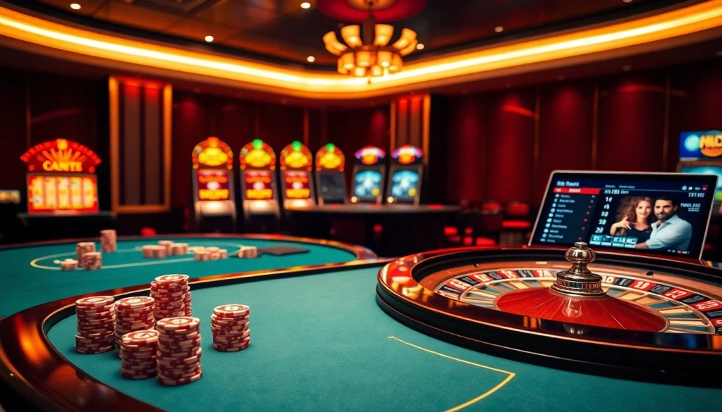 Engaging in high-stakes poker at EE 88 casino with vibrant chips and roulette.
