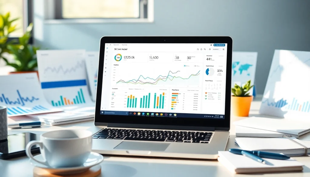 Explore the SEO Rank Tracker with visual data analytics in a dynamic workspace.