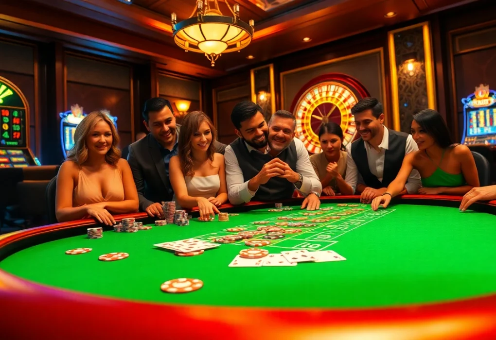 Experience the thrill of winning at LUCK8 Casino, with vibrant tables and excited players.