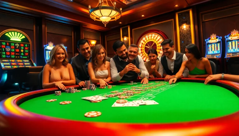 Experience the thrill of winning at LUCK8 Casino, with vibrant tables and excited players.