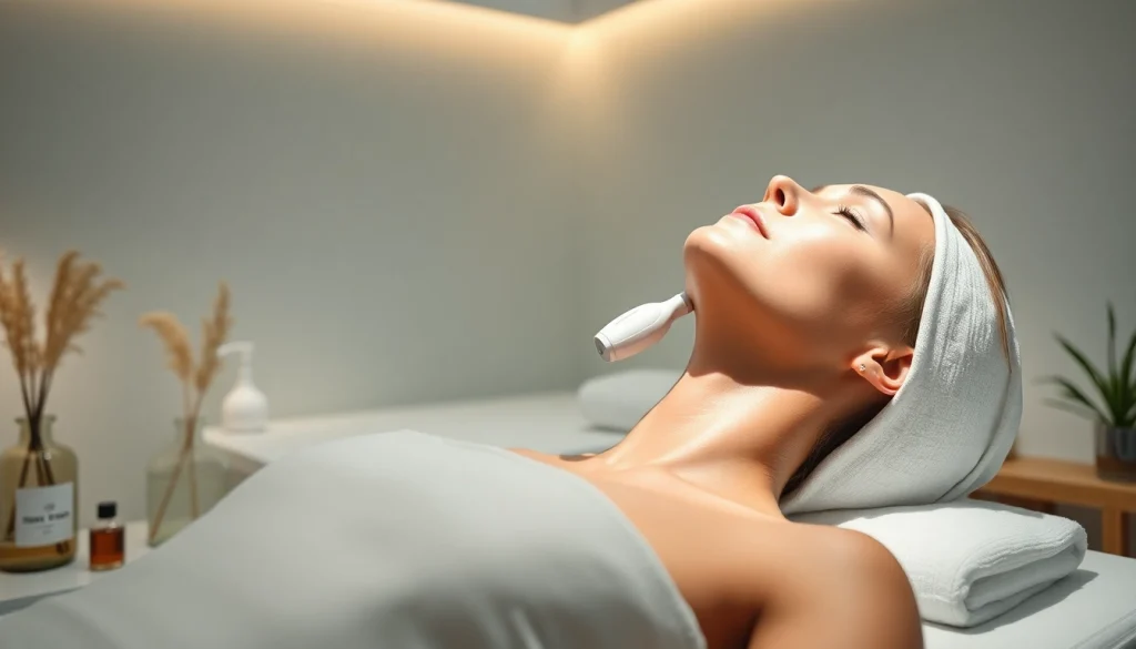How to tighten neck skin through professional beauty treatments in a serene spa setting.